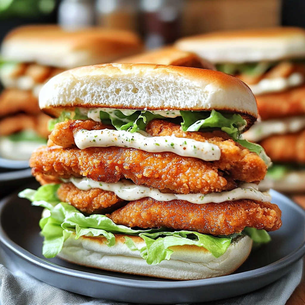 Crispy chicken sandwich with garlic mayo