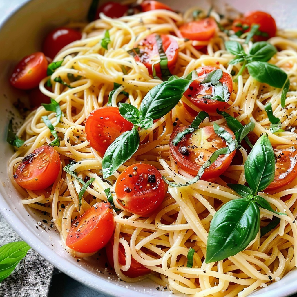 Fresh Basil and Tomato Pasta