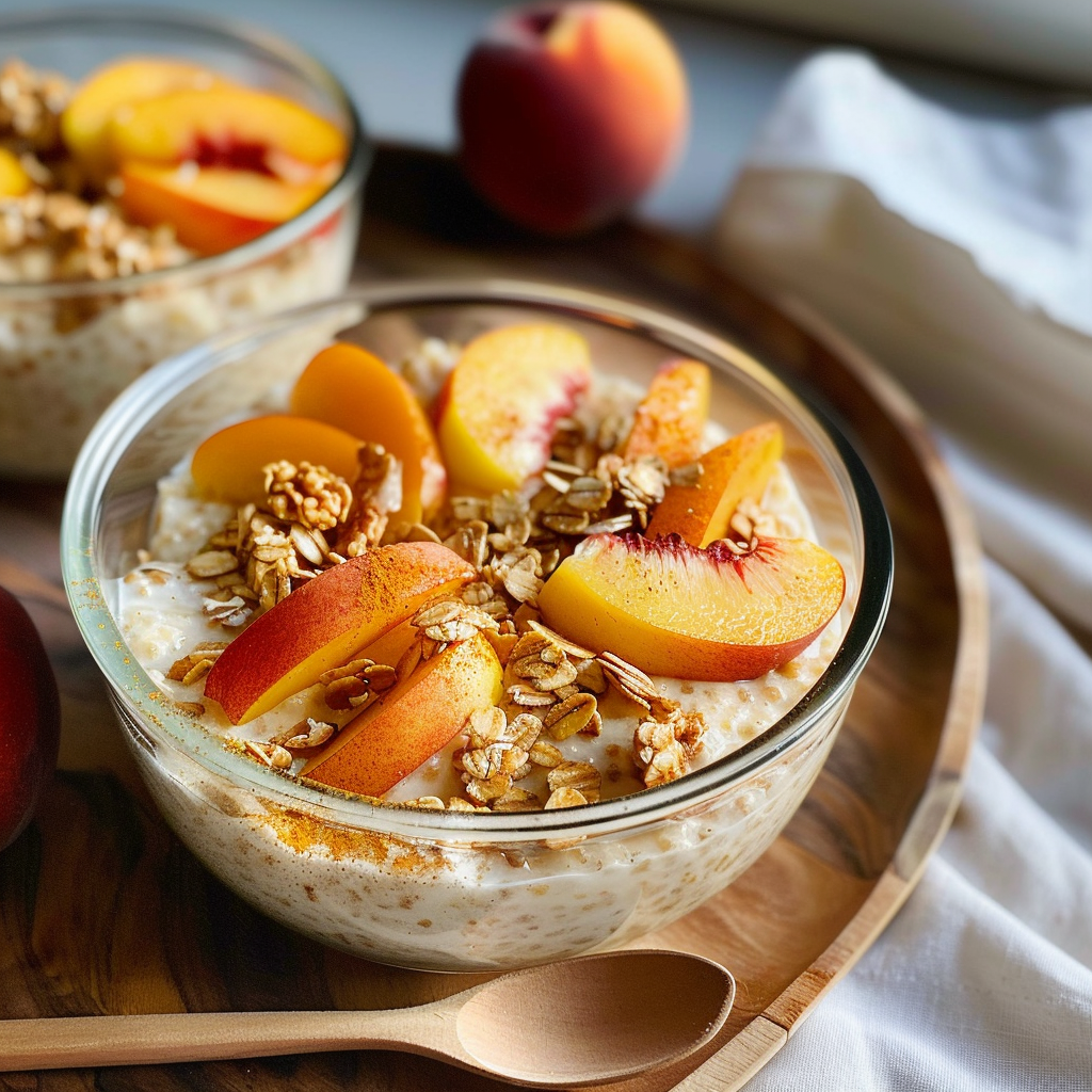 Healthy Overnight Oats with Peaches