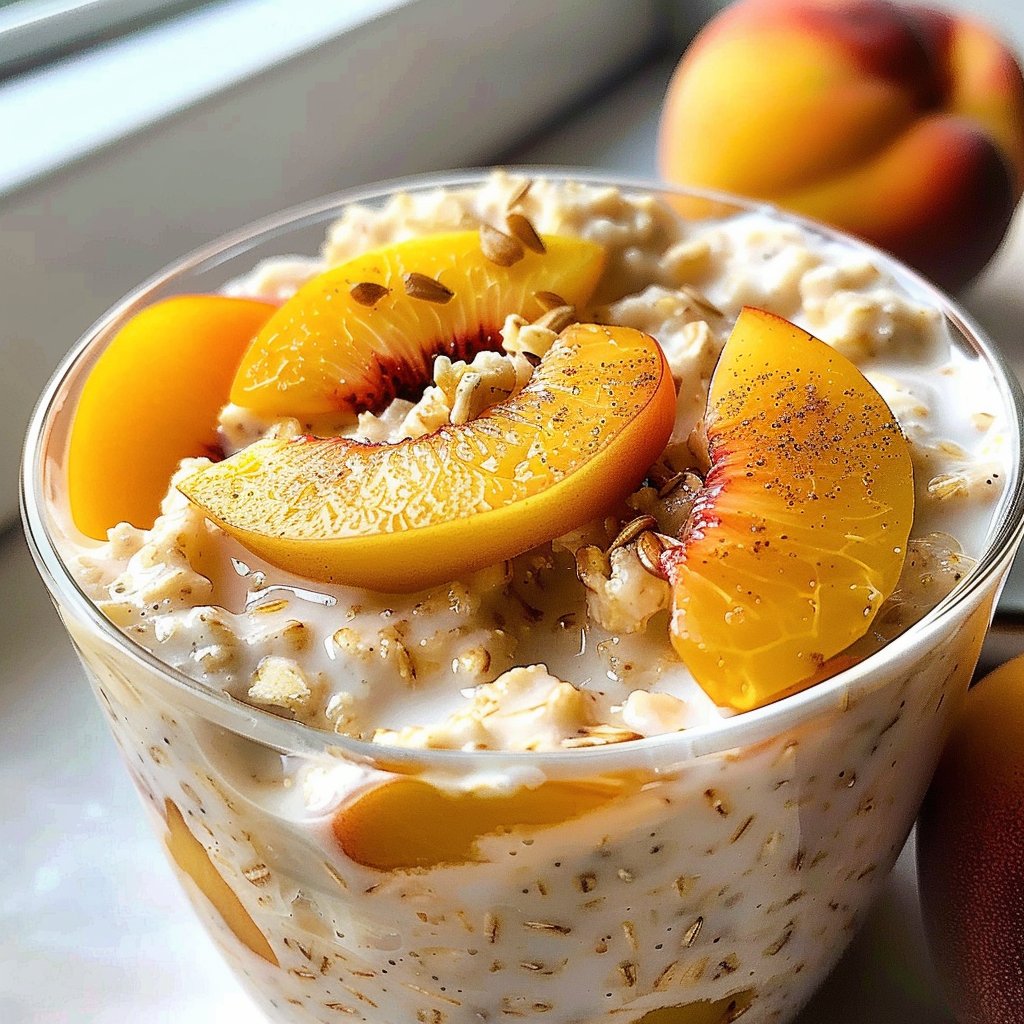 Healthy Overnight Oats with Peaches