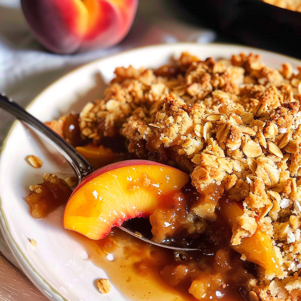 Homemade Peach Crisp with Oat Topping