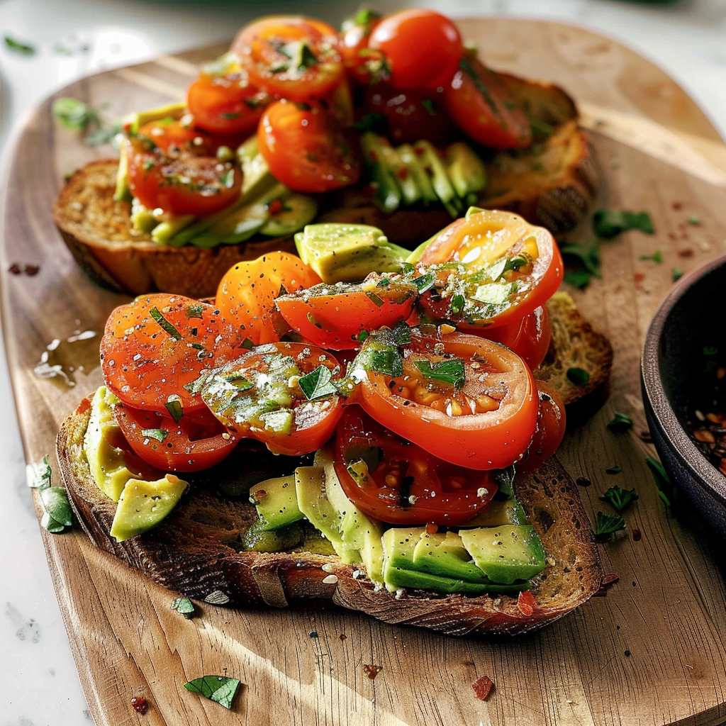 Summer Tomato and Avocado Tartines