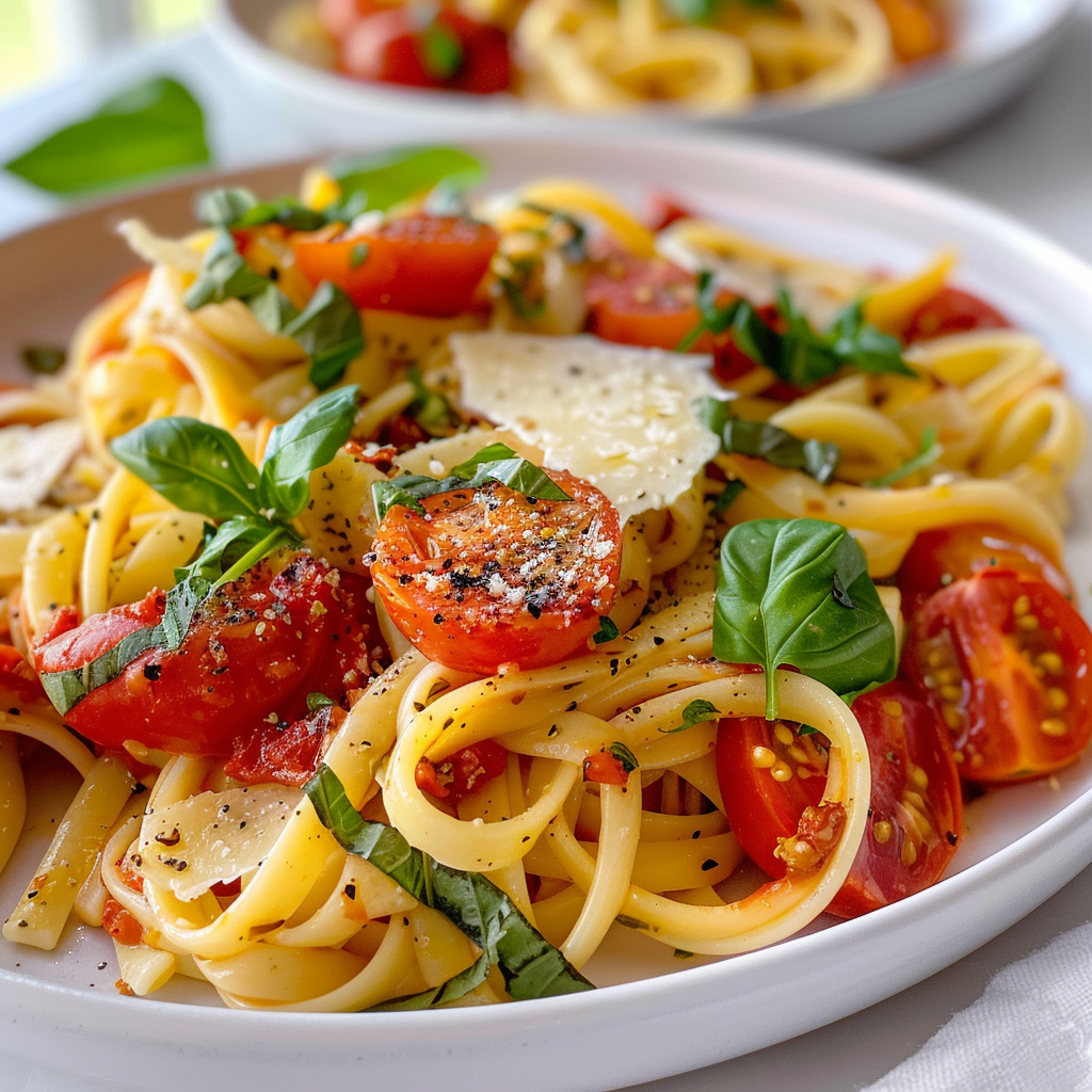Fresh Basil and Tomato Pasta